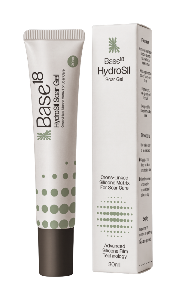 Base18 HydroSil Scar Gel tube and box